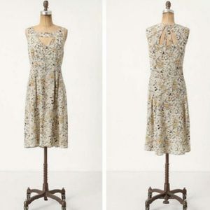 Anthropologie Moulinette Soeurs Fan Cut Idris Cream Flora Silk Dress
